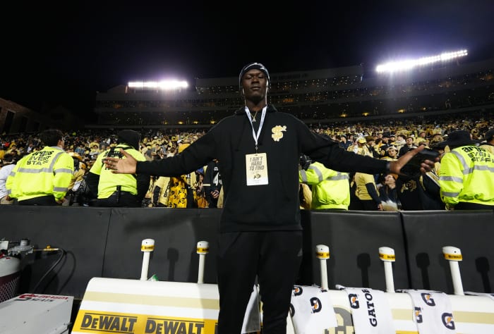 General view of Houston County Warner Robins Georgia quarterback Antwann Hill Jr. before the game between the Stanford Cardinal against the Colorado Buffaloes at Folsom Field